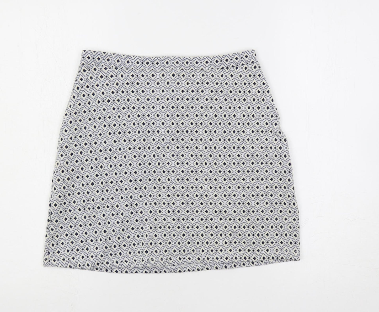 Miss Selfridge Womens Blue Geometric Polyester Mini Skirt Size 8 Zip