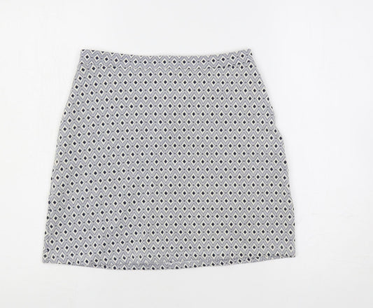 Miss Selfridge Womens Blue Geometric Polyester Mini Skirt Size 8 Zip