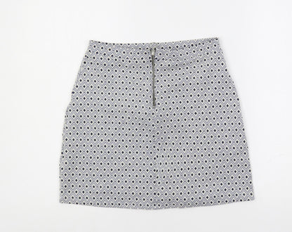 Miss Selfridge Womens Blue Geometric Polyester Mini Skirt Size 8 Zip