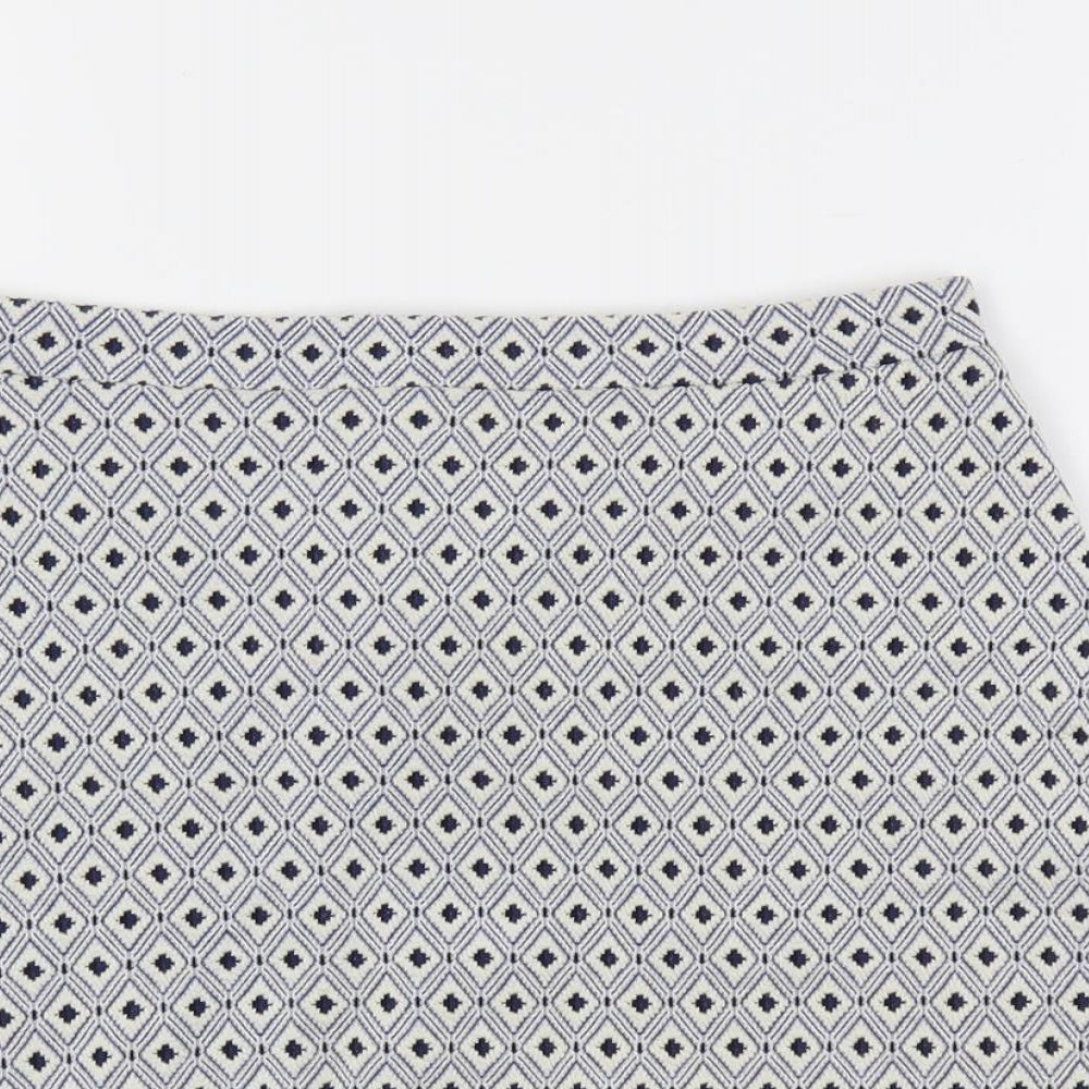 Miss Selfridge Womens Blue Geometric Polyester Mini Skirt Size 8 Zip