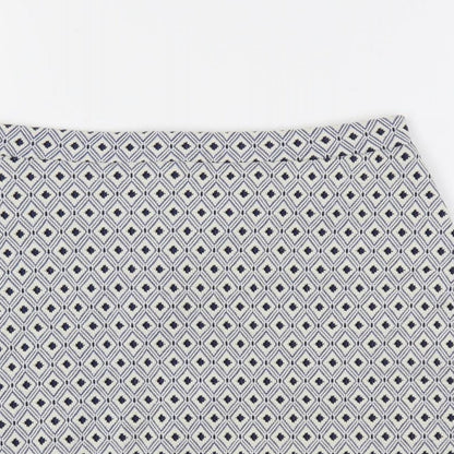 Miss Selfridge Womens Blue Geometric Polyester Mini Skirt Size 8 Zip