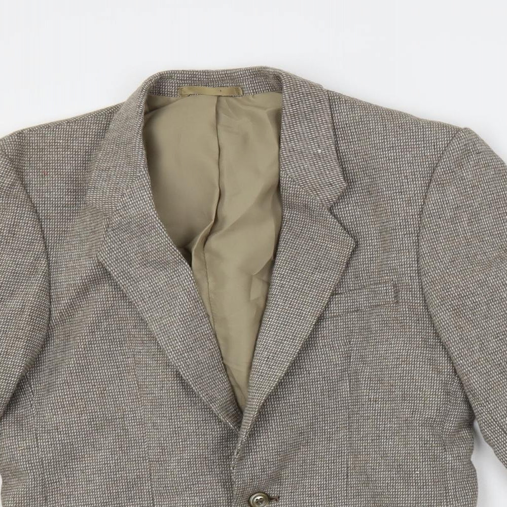 Stefan Mens Beige Geometric Polyester Jacket Blazer Size 36 Regular