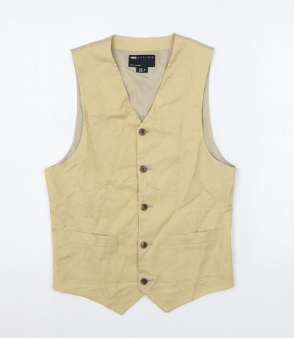 ASOS Mens Beige Cotton Jacket Suit Waistcoat Size 36 Regular
