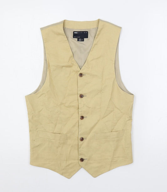 ASOS Mens Beige Cotton Jacket Suit Waistcoat Size 36 Regular