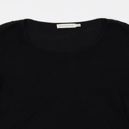 Paraphrase Womens Black Polyester Basic Blouse Size M Round Neck