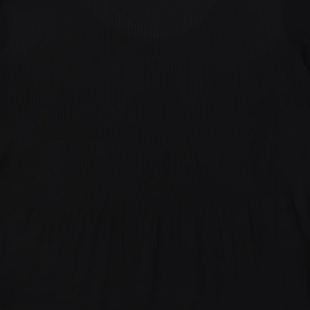 Paraphrase Womens Black Polyester Basic Blouse Size M Round Neck