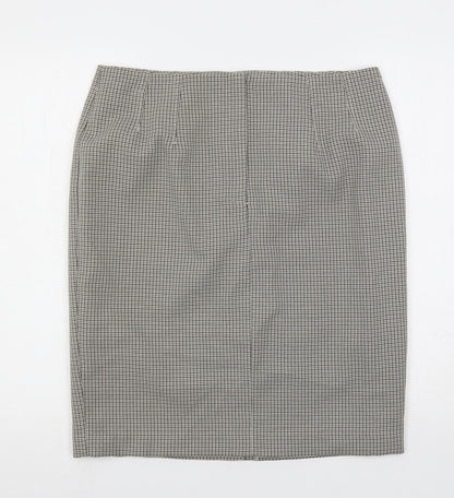 Marks and Spencer Womens Beige Geometric Polyester Straight & Pencil Skirt Size 16 Button - Lined