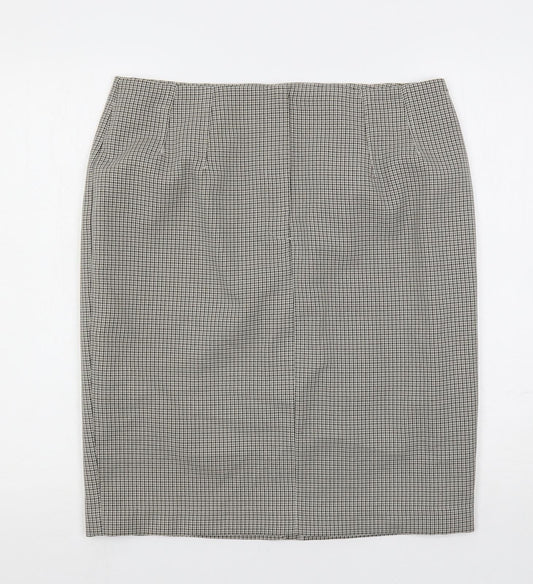 Marks and Spencer Womens Beige Geometric Polyester Straight & Pencil Skirt Size 16 Button - Lined