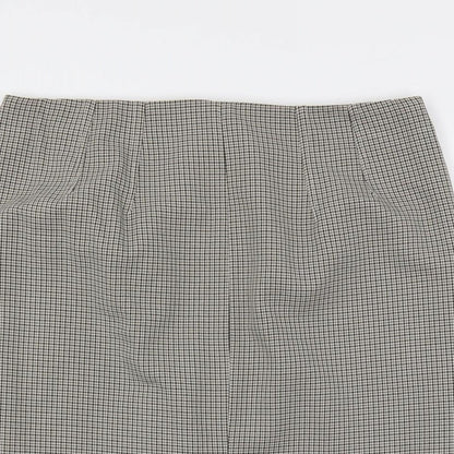 Marks and Spencer Womens Beige Geometric Polyester Straight & Pencil Skirt Size 16 Button - Lined
