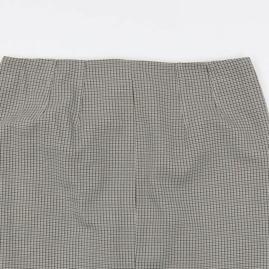 Marks and Spencer Womens Beige Geometric Polyester Straight & Pencil Skirt Size 16 Button - Lined