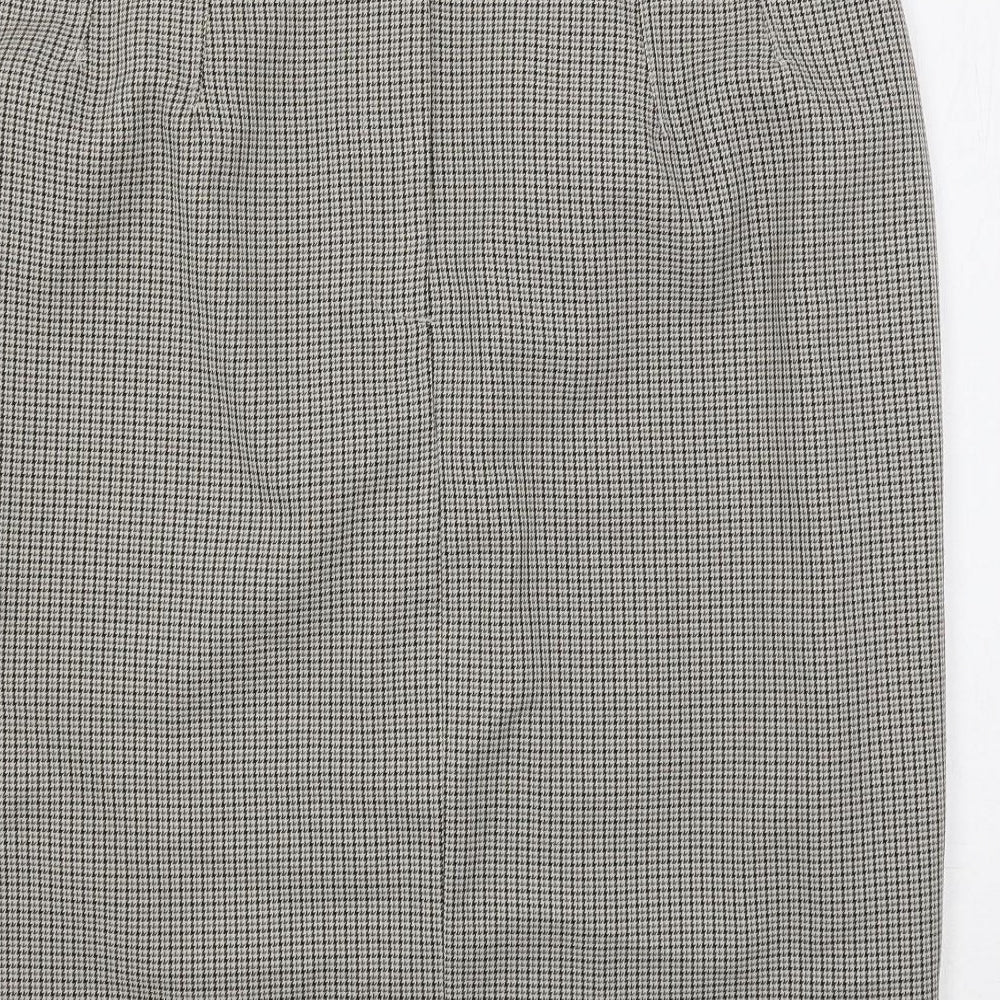 Marks and Spencer Womens Beige Geometric Polyester Straight & Pencil Skirt Size 16 Button - Lined