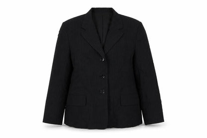 Louben Womens Black Striped Jacket Blazer Size 16 Button