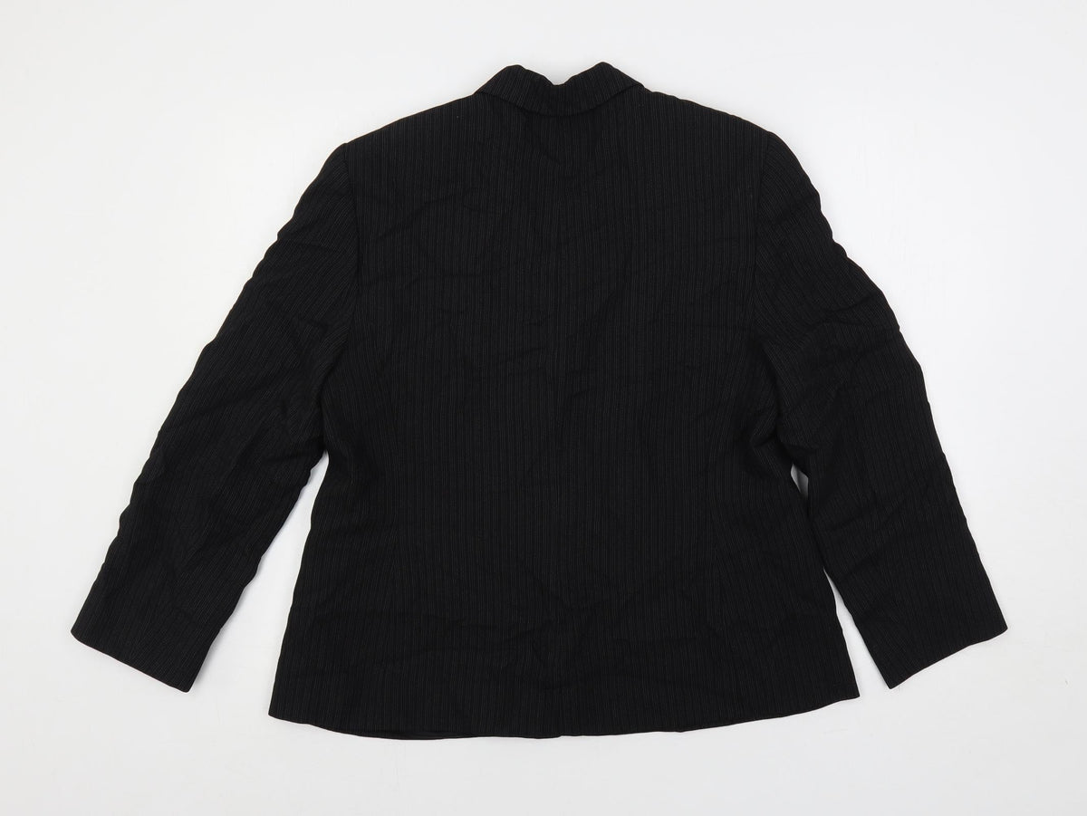 Louben Womens Black Striped Jacket Blazer Size 16 Button