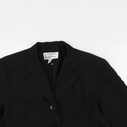 Louben Womens Black Striped Jacket Blazer Size 16 Button