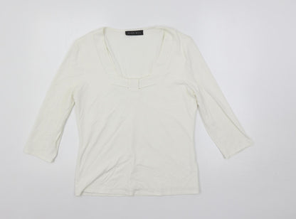 Alex & Co. Womens White Viscose Basic Blouse Size 12 Scoop Neck