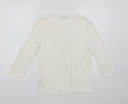Alex & Co. Womens White Viscose Basic Blouse Size 12 Scoop Neck