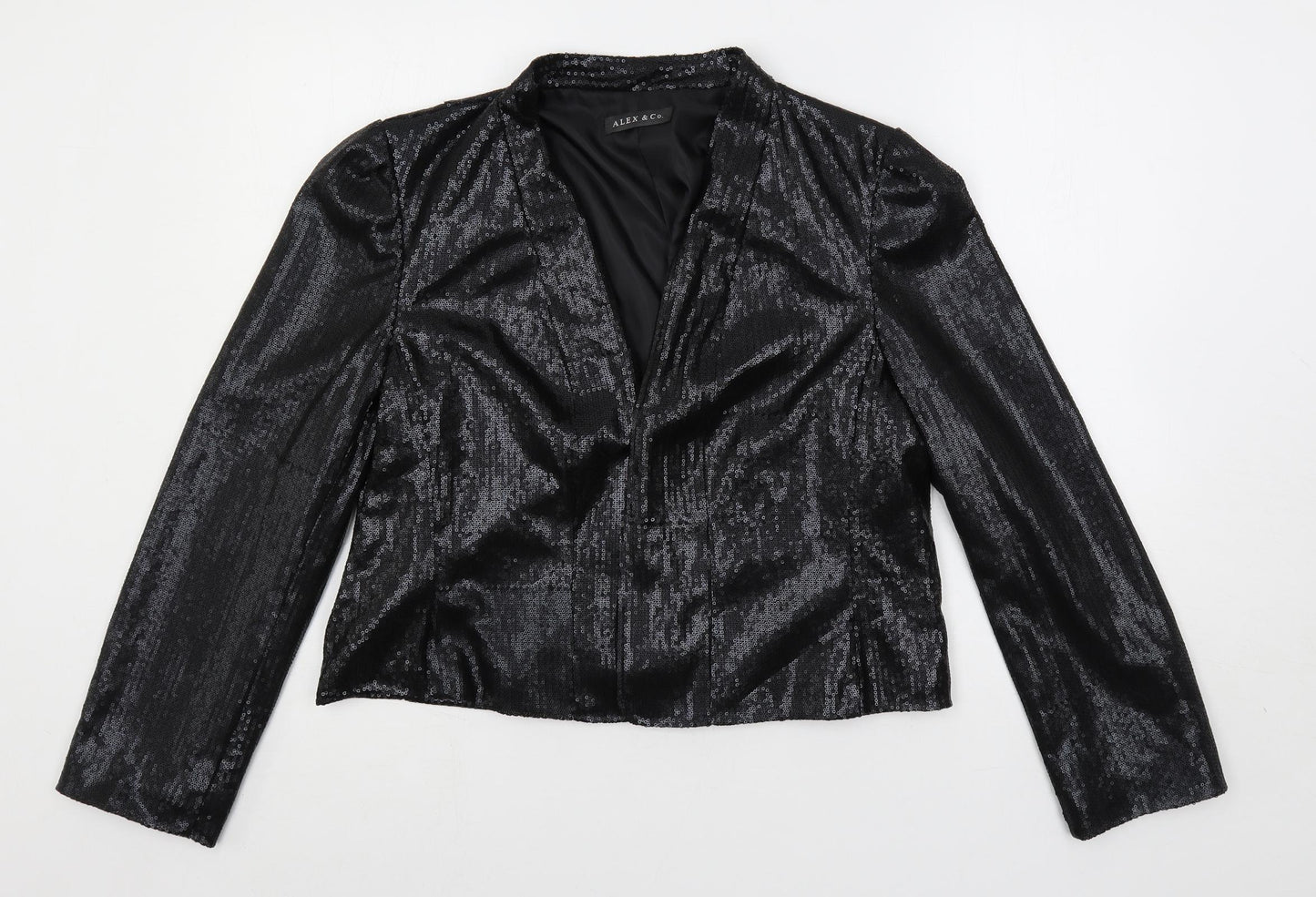 Alex & Co. Womens Black Jacket Blazer Size 18 - Open Sequin