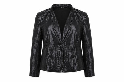 Alex & Co. Womens Black Jacket Blazer Size 18 - Open Sequin