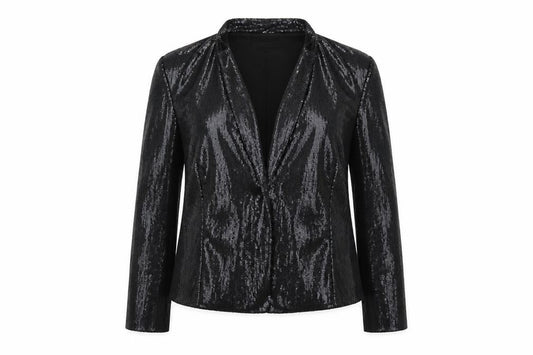 Alex & Co. Womens Black Jacket Blazer Size 18 - Open Sequin