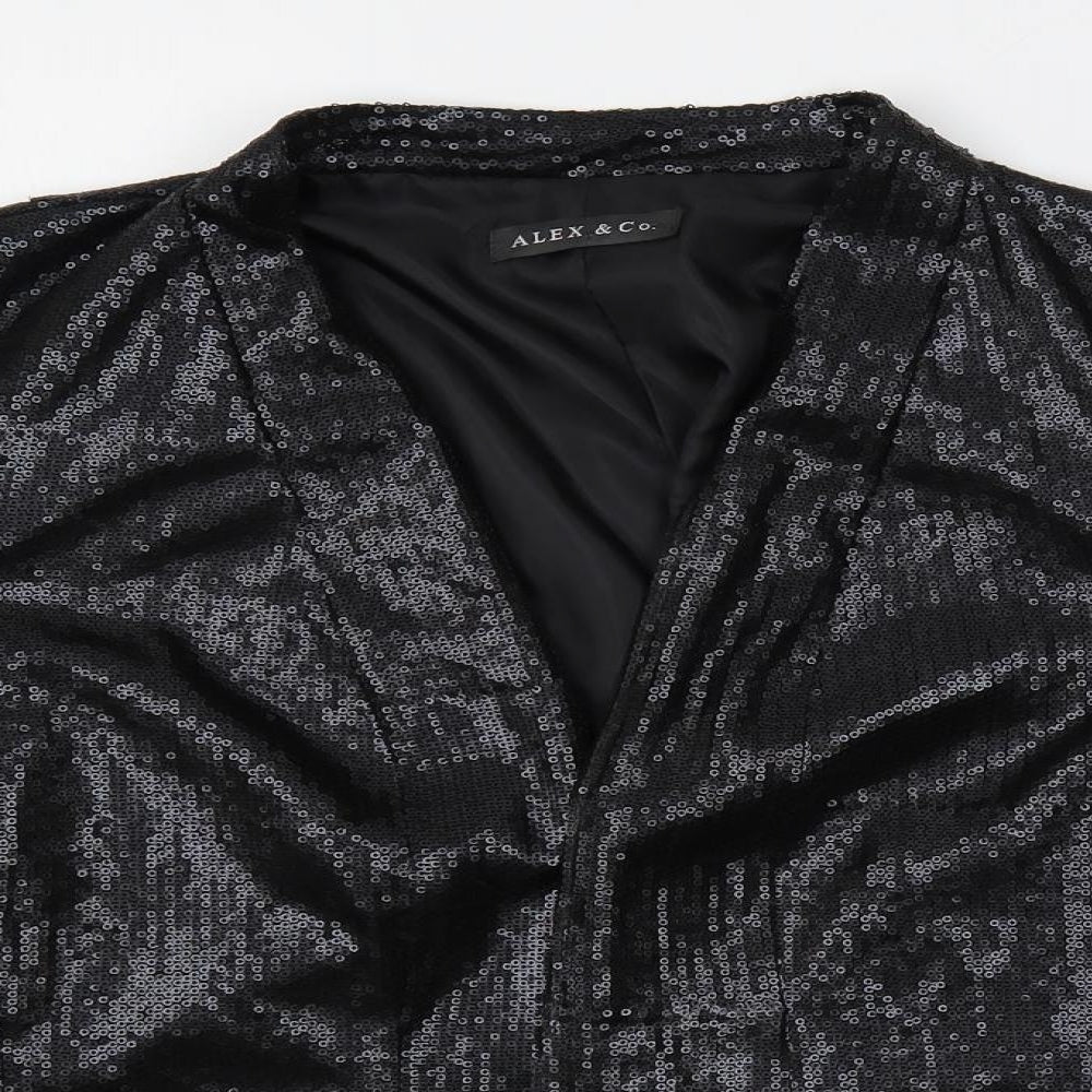 Alex & Co. Womens Black Jacket Blazer Size 18 - Open Sequin