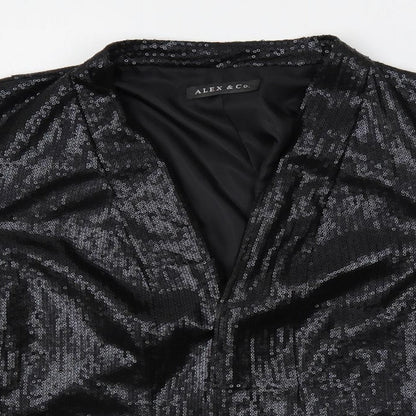 Alex & Co. Womens Black Jacket Blazer Size 18 - Open Sequin