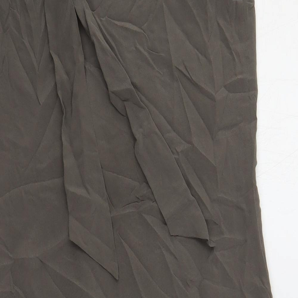 Cynthia Rowley Womens Grey Silk Shift Size 12 Boat Neck Tie