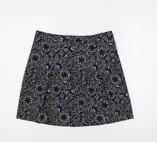 NEXT Womens Black Floral Polyester Mini Skirt Size 8 Zip