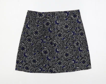 NEXT Womens Black Floral Polyester Mini Skirt Size 8 Zip