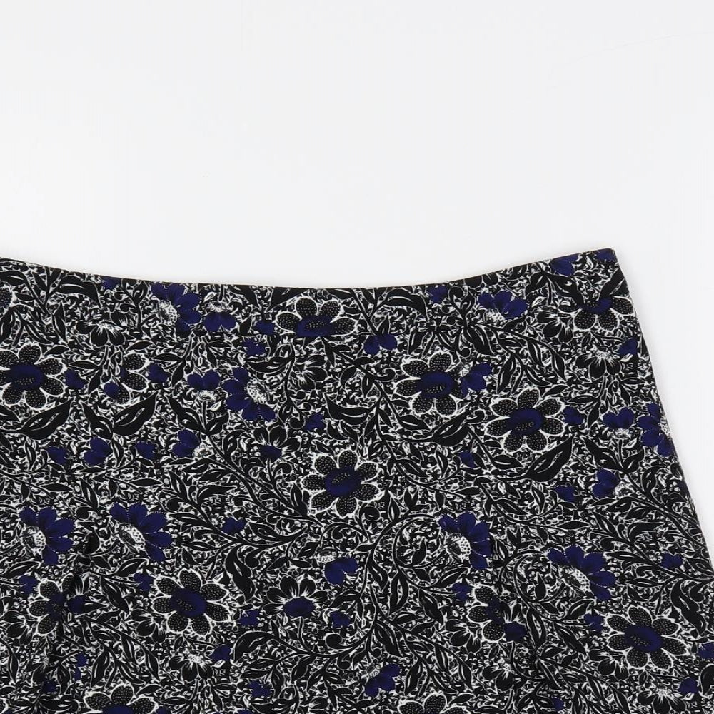 NEXT Womens Black Floral Polyester Mini Skirt Size 8 Zip