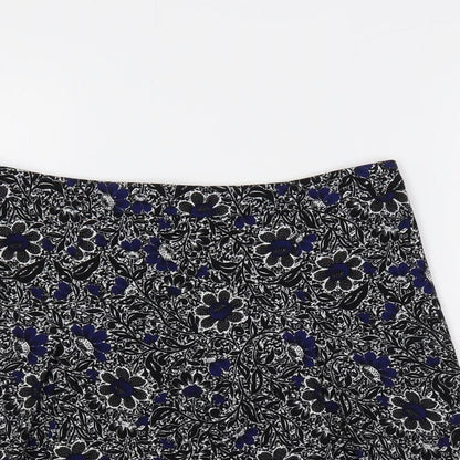 NEXT Womens Black Floral Polyester Mini Skirt Size 8 Zip