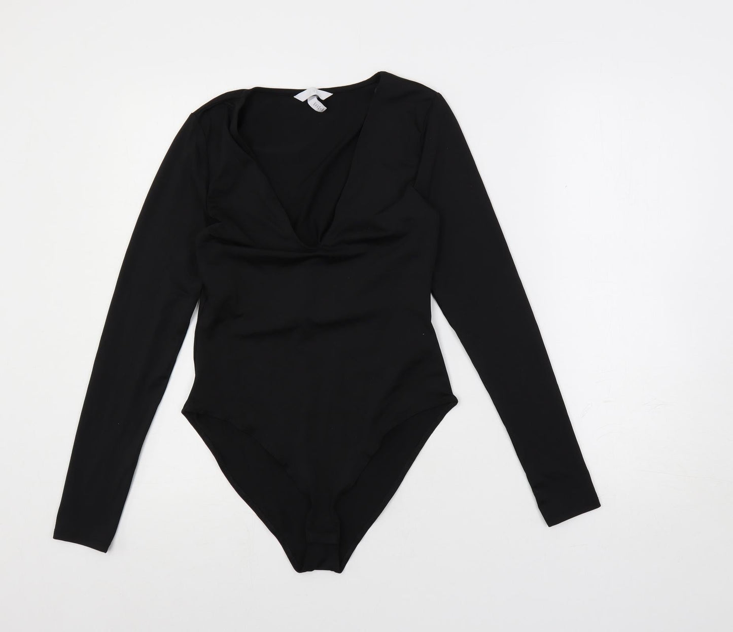 H&M Womens Black Polyester Bodysuit One-Piece Size S Snap