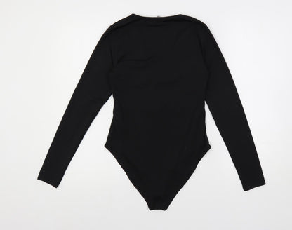 H&M Womens Black Polyester Bodysuit One-Piece Size S Snap