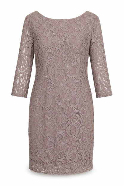 Front view of Roman women’s pink cotton pencil dress, size UK 12, boat neck zip - lined
