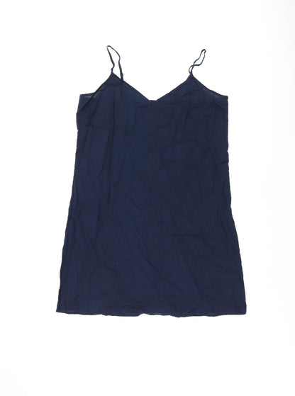 Marks and Spencer Womens Blue Cotton Tank Dress Size 12 V-Neck Pullover
