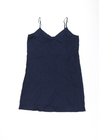 Marks and Spencer Womens Blue Cotton Tank Dress Size 12 V-Neck Pullover