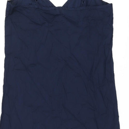 Marks and Spencer Womens Blue Cotton Tank Dress Size 12 V-Neck Pullover
