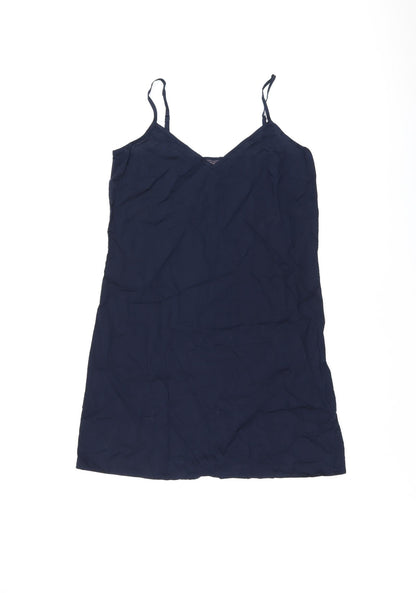 Marks and Spencer Womens Blue Cotton Tank Dress Size 8 V-Neck Pullover