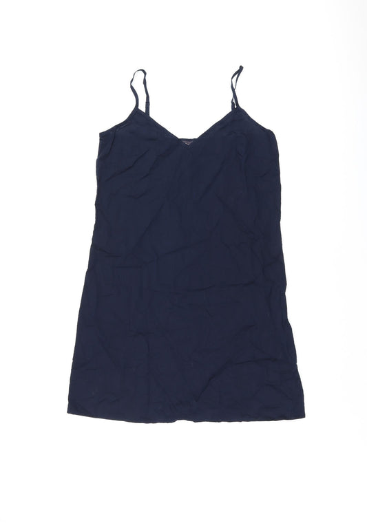 Marks and Spencer Womens Blue Cotton Tank Dress Size 8 V-Neck Pullover