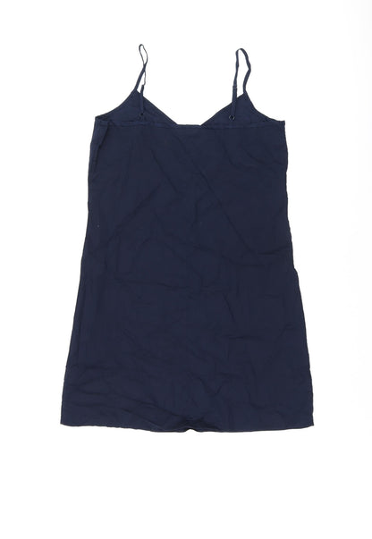 Marks and Spencer Womens Blue Cotton Tank Dress Size 8 V-Neck Pullover