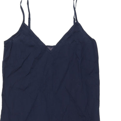 Marks and Spencer Womens Blue Cotton Tank Dress Size 8 V-Neck Pullover
