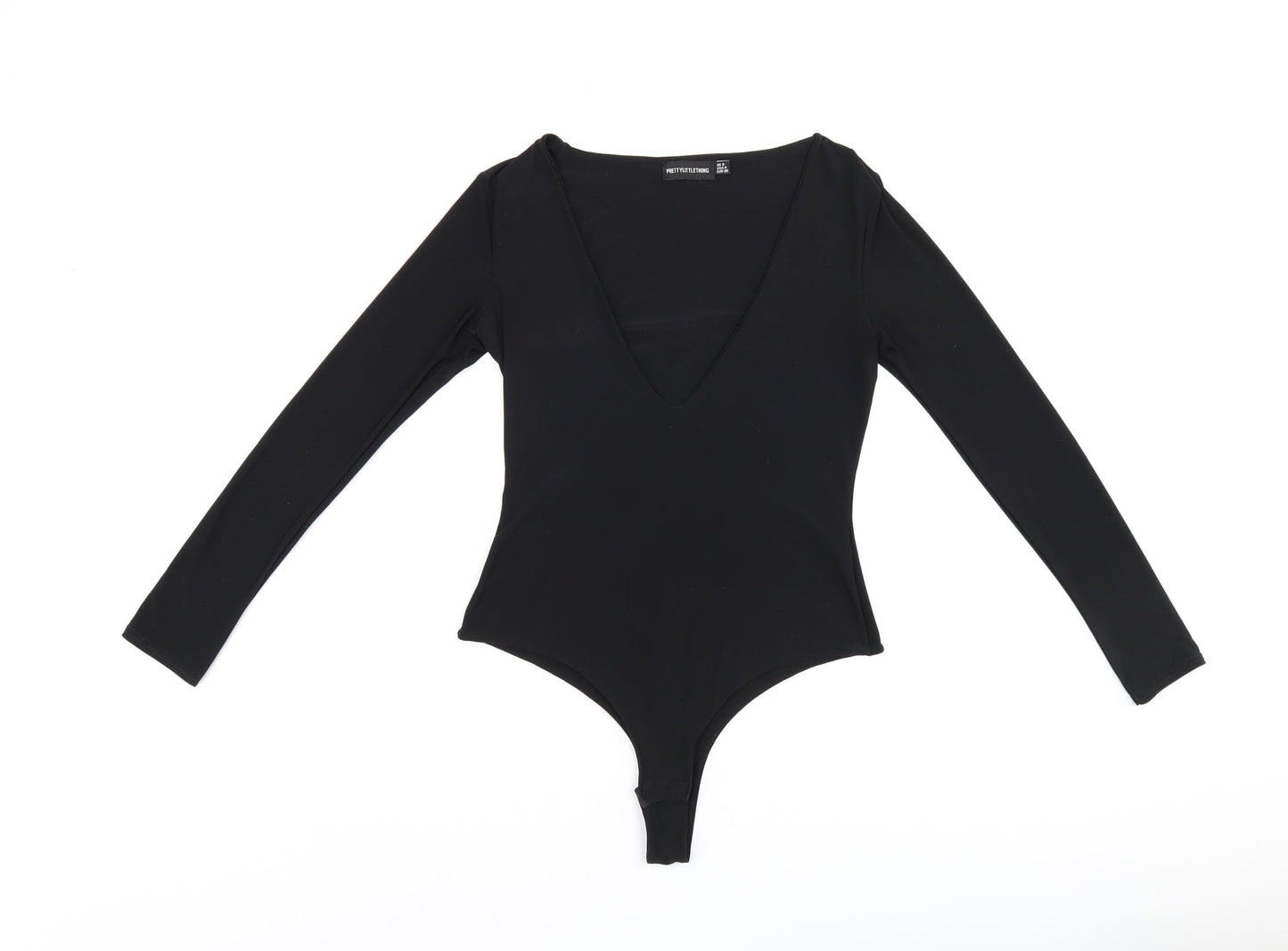 Womens UK Size 8 PRETTYLITTLETHING One-Piece Black Bodysuit