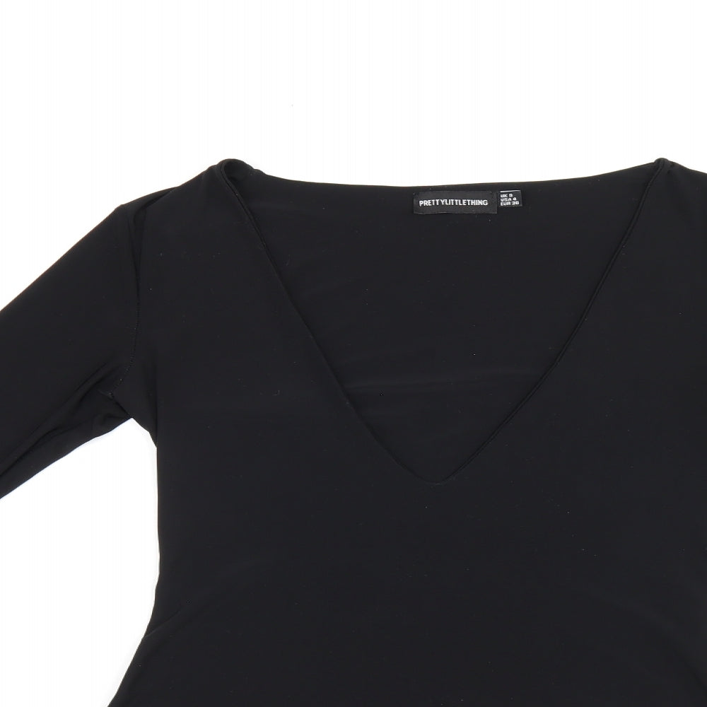 Womens UK Size 8 PRETTYLITTLETHING One-Piece Black Bodysuit