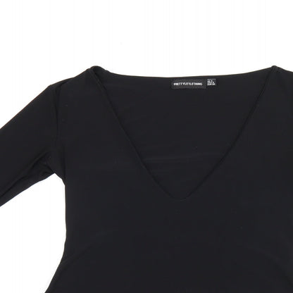 Womens UK Size 8 PRETTYLITTLETHING One-Piece Black Bodysuit