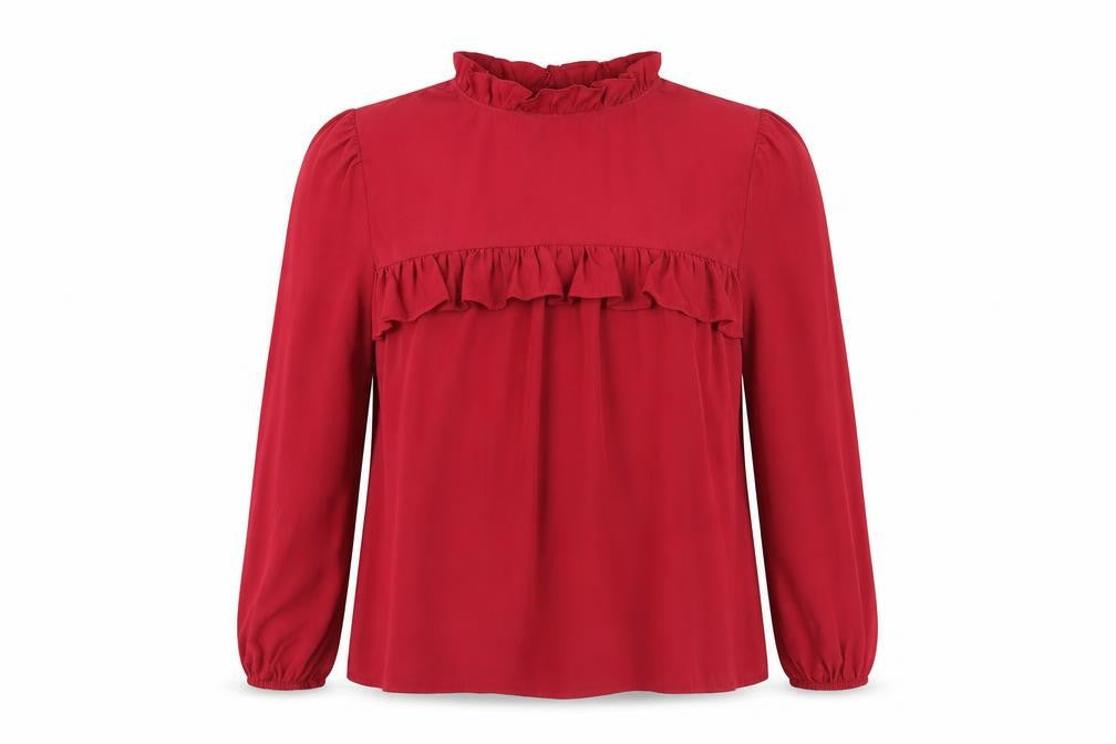 Womens UK Size 10 Boohoo Red Basic Blouse
