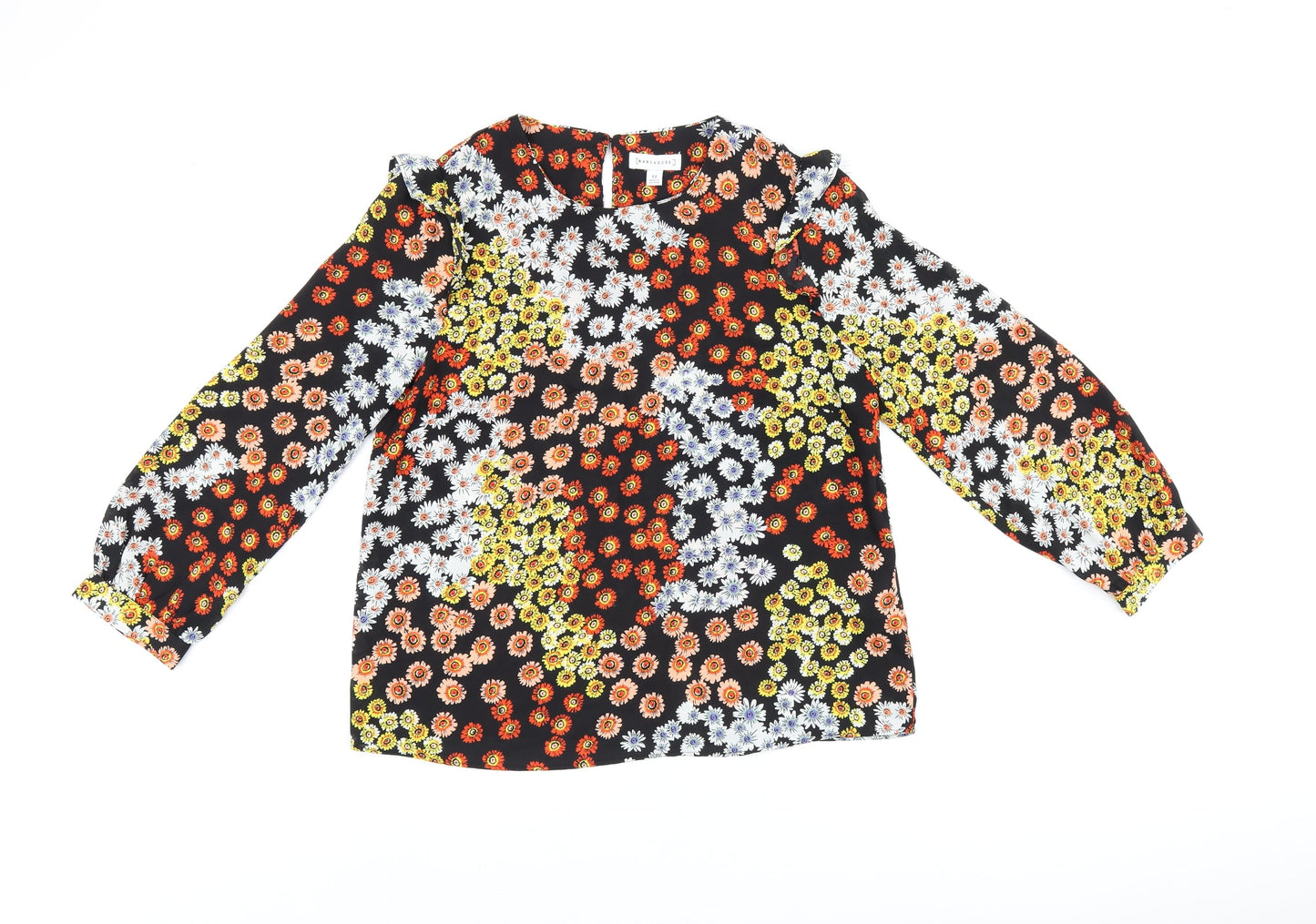 Womens UK Size 12 Warehouse Black Basic Blouse