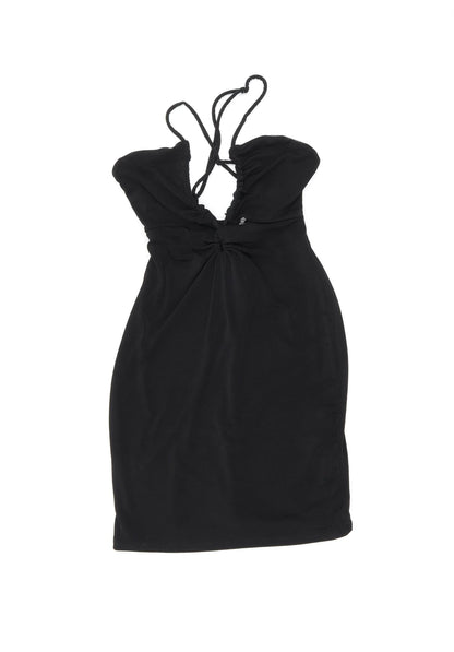 Bershka Womens Black Polyester Mini Size XL V-Neck Pullover - Keyhole Neck