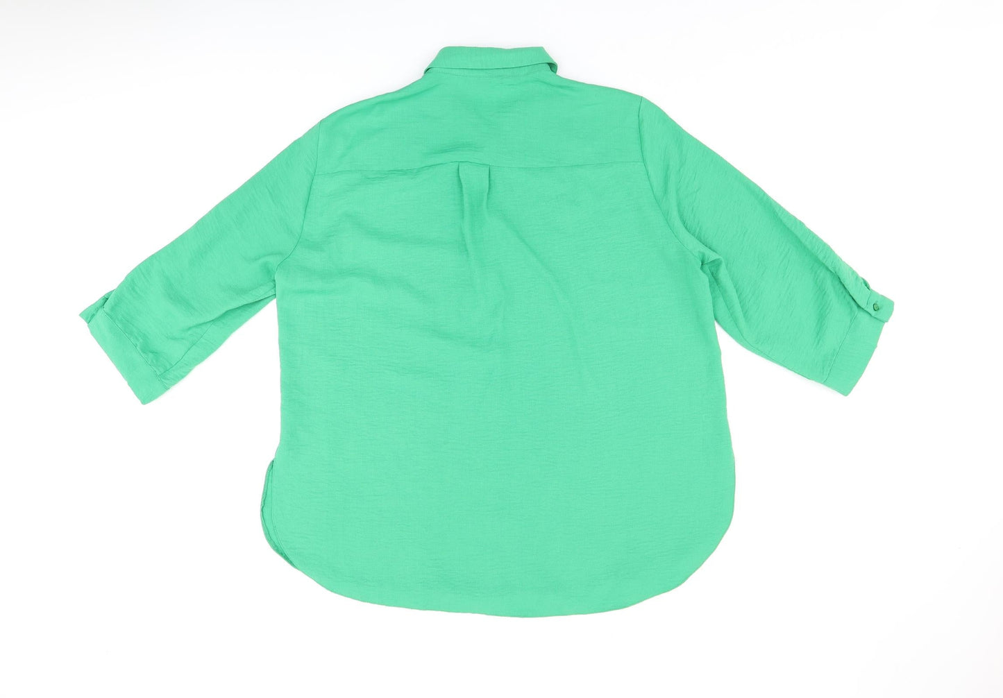 M&Co Womens Green Polyester Basic Button-Up Size 18 Collared