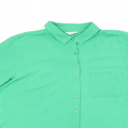 M&Co Womens Green Polyester Basic Button-Up Size 18 Collared