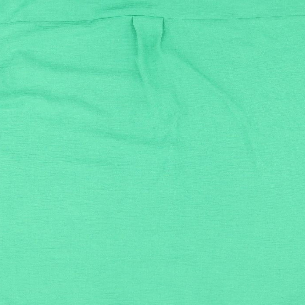 M&Co Womens Green Polyester Basic Button-Up Size 18 Collared