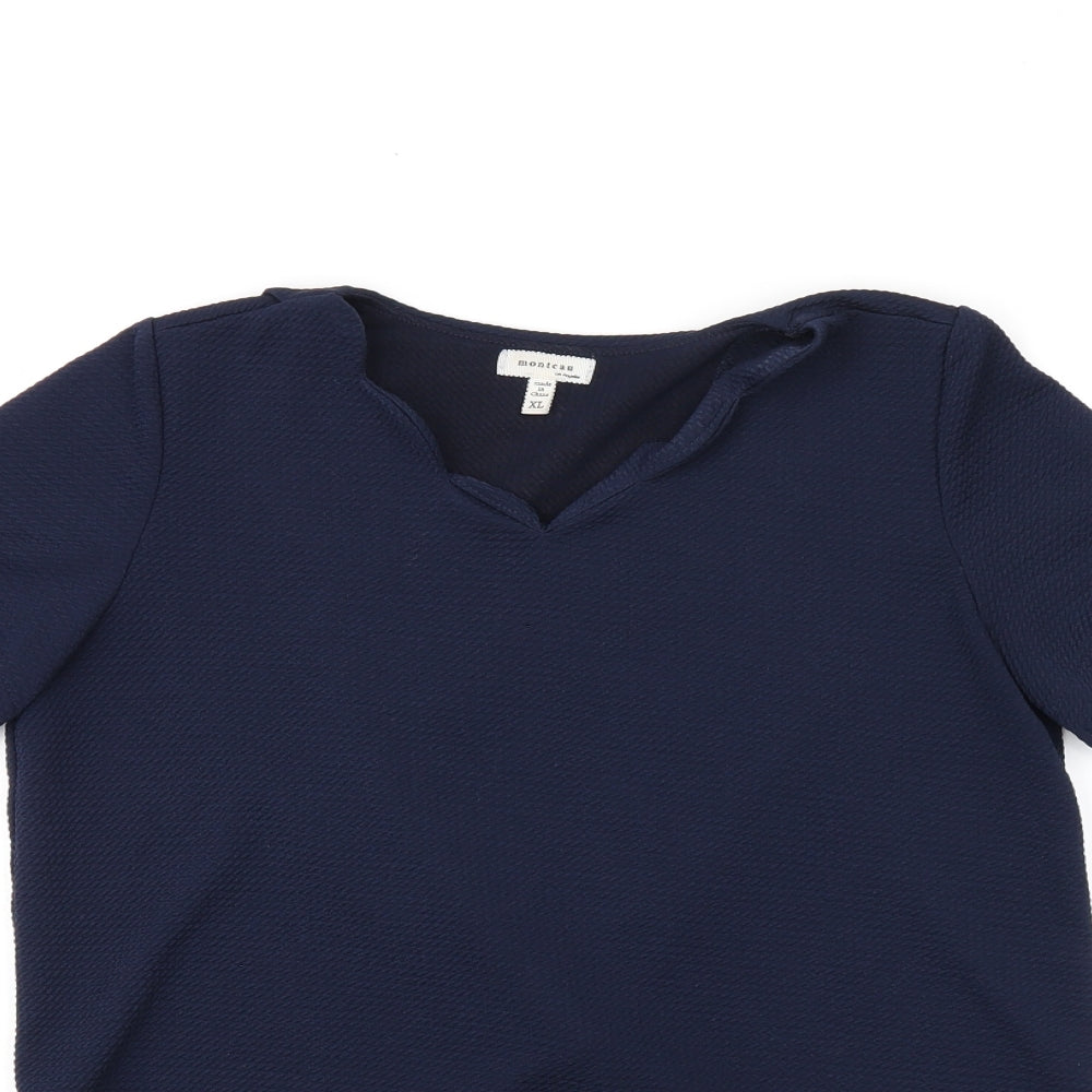 Womens UK Size XL Monteau Blue Basic T-Shirt
